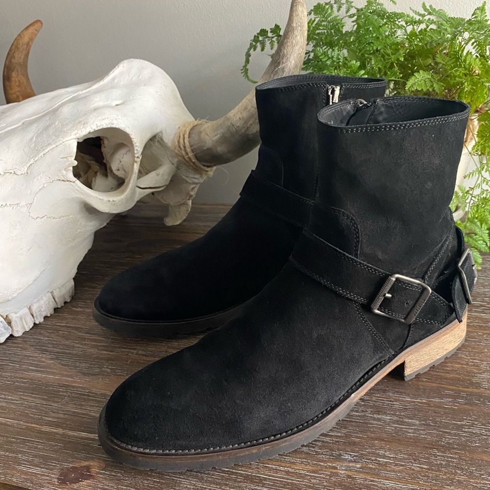 Belstaff Trialmaster Black Suede Moto Engineer Zip Up Boots Italian Mens EU 44 - Picture 5 of 13